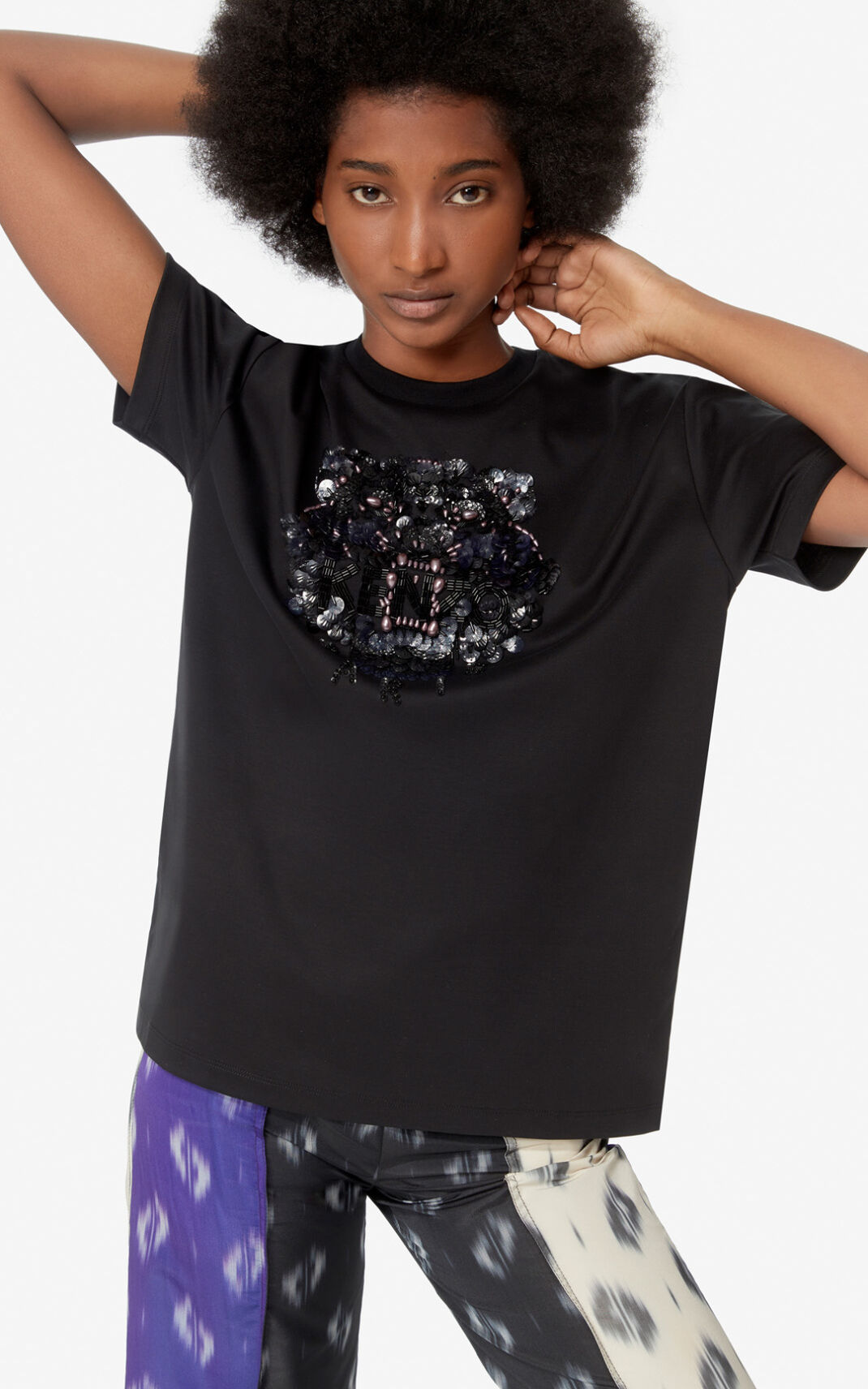 Camisetas Kenzo Sequined Tiger Mujer Negras - SKU.5202145